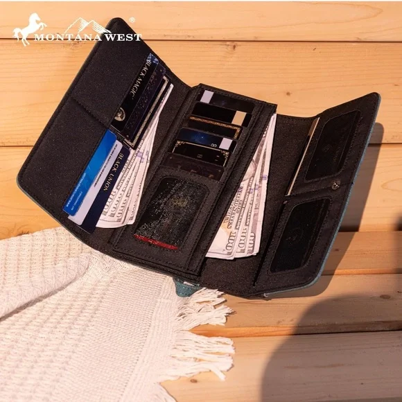 West Aztec Tote Bag for Women Embroidered Western Shoulder Purse and Wallet Set - Picture 6 of 6